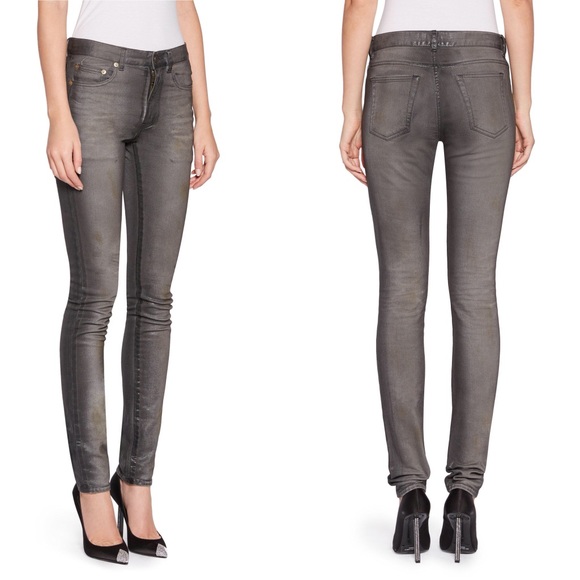 saint laurent coated jeans